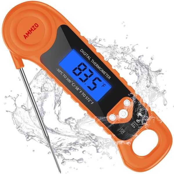 Angel Sar Waterproof Digital Meat Thermometer, Instant Read Food Thermometer with Backlight, Orange