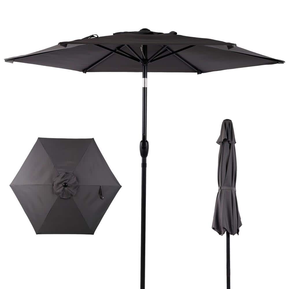 7.5 ft. Steel Patio Umbrella in Grey, Outdoor Market Yard Umbrella with Push Button Tilt & Crank Mechanism for Garden price history on PriceWatchPro