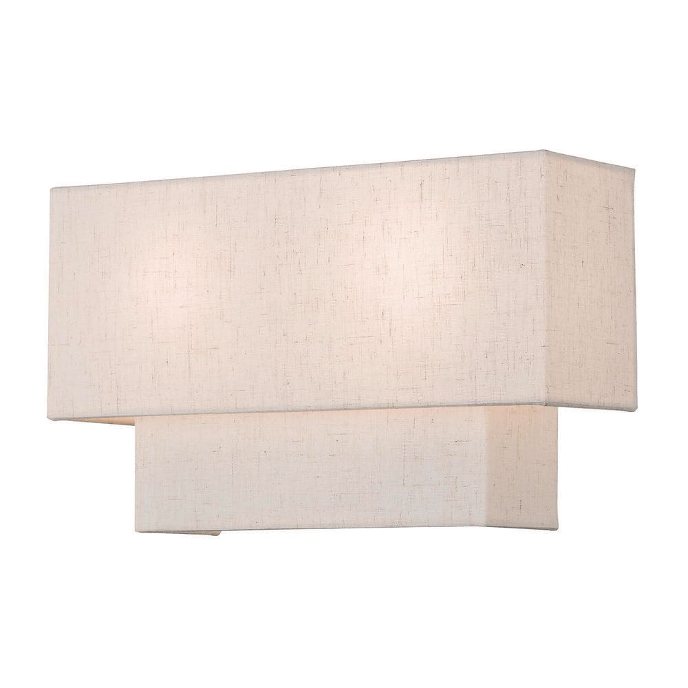 Claremont English Bronze Dual-Light Wall Sconce with Off-White Shades