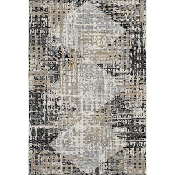 Mayfield Premium Machine Washable Abstract AMF2116 Black 3 ft. x 5 ft. Area Rug