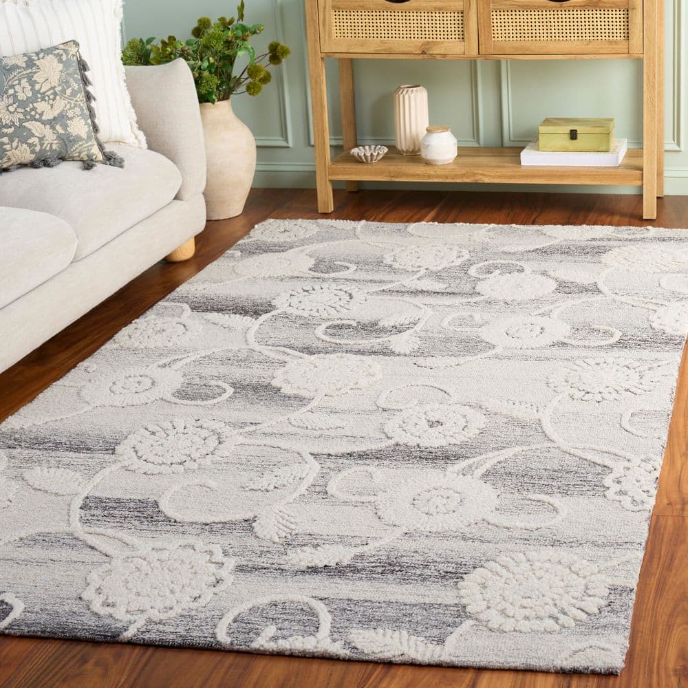Metro 6 ft. x 9 ft. Gray/Ivory Transitional Floral Vine Area Rug price history on PriceWatchPro