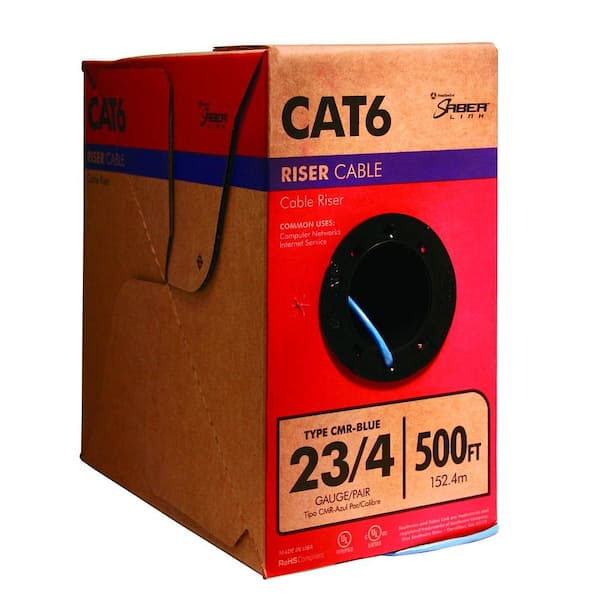 Southwire 500 ft. Blue 23/4 Solid CU CAT6 CMR (Riser) Data Cable