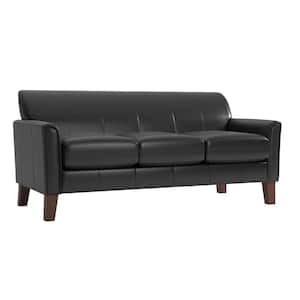 75 in. Square Arm Faux Leather Modern Straight Brown Sofa