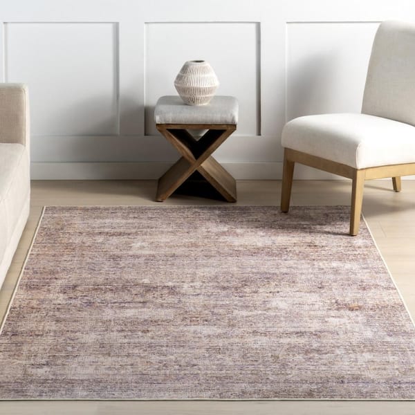 nuLOOM Tamera Abstract Washable Taupe 9 ft. x 12 ft. Indoor Area