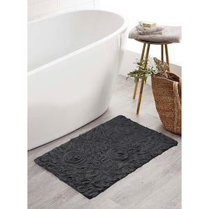 Bell Flower Collection 100% Cotton Tufted Bath Rugs, 21 in. x34 in. Rectangle, Gray