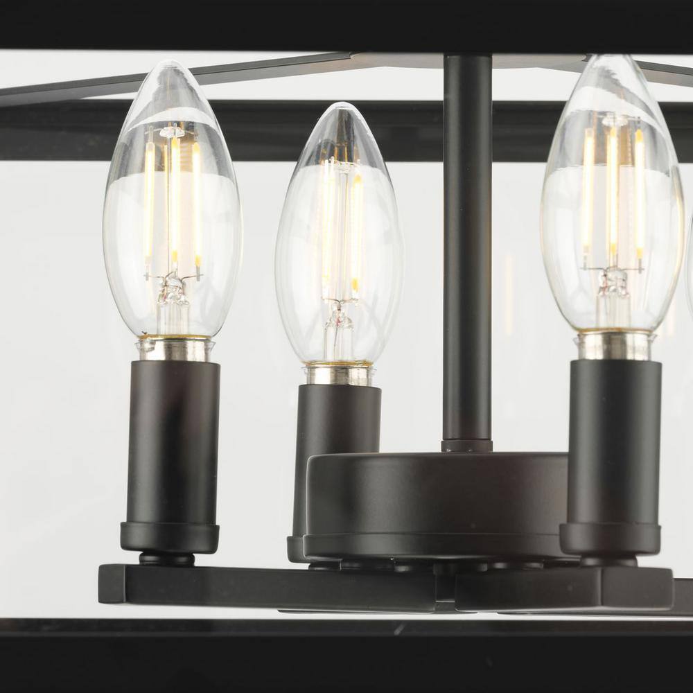 Hillcrest Matte Black 4-Light Semi-Flush Mount with Clear Glass