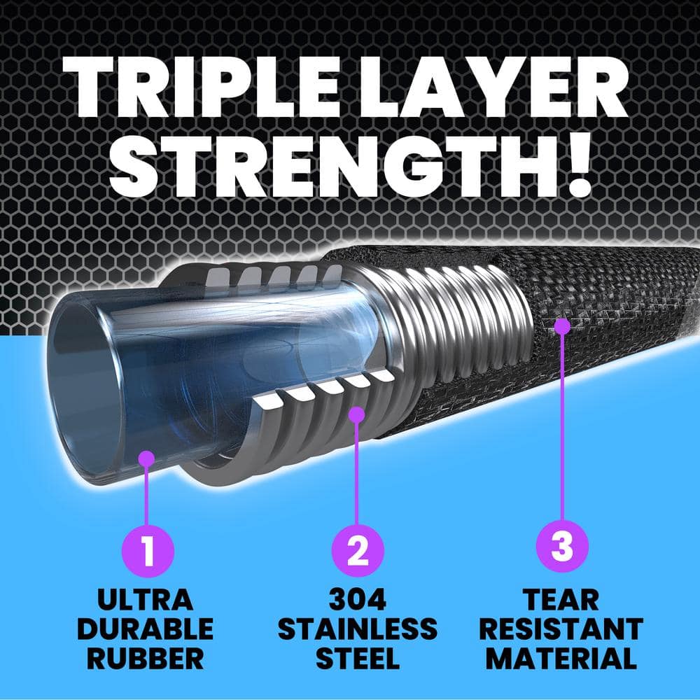 Hydrosteel 100ft Heavy Duty Stainless Steel Garden Hose