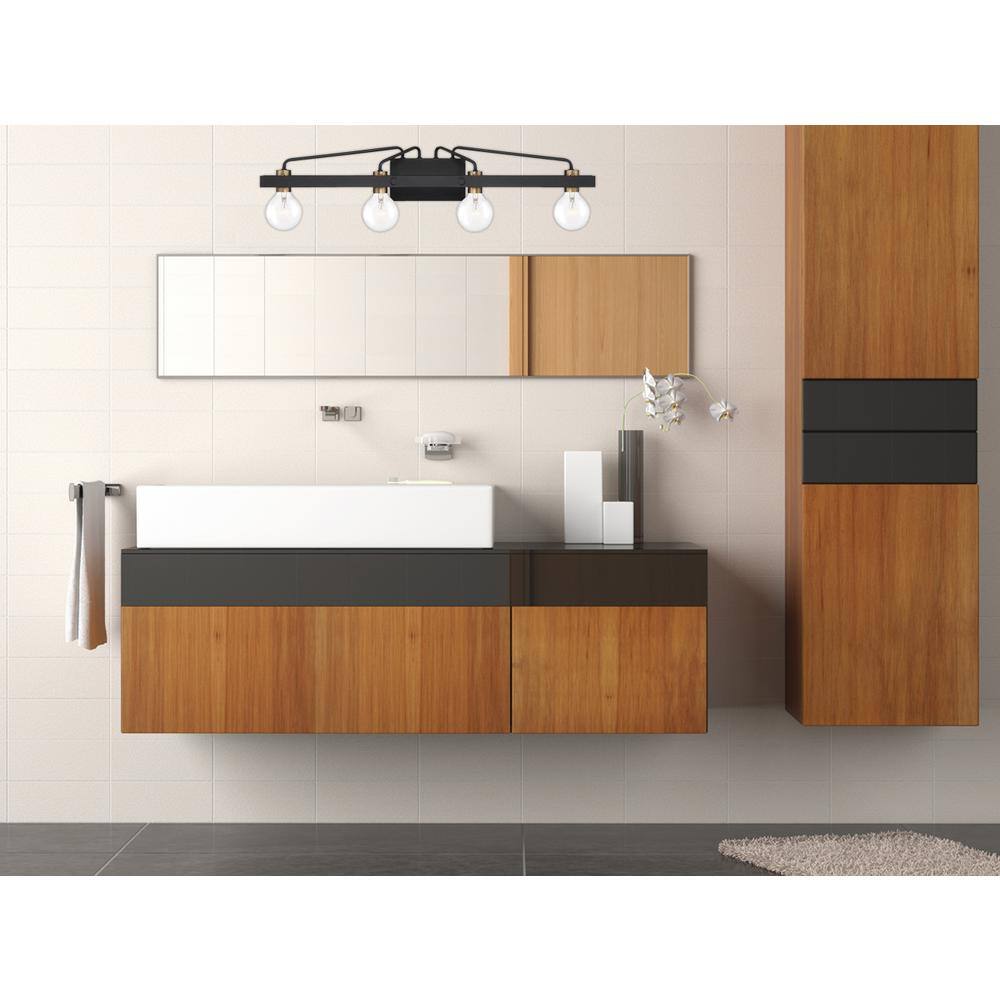 Ravella 33'' Black Steel 4-Light Industrial Bath Vanity