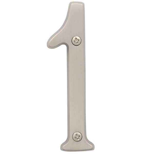 Schlage 4 in. Satin Nickel Classic House Number 1