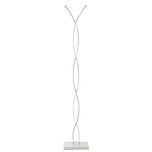55.9 in. White Modern Spiral 1-Light Dimmable Arc Floor Lamp for Living Room Bedroom with Remote