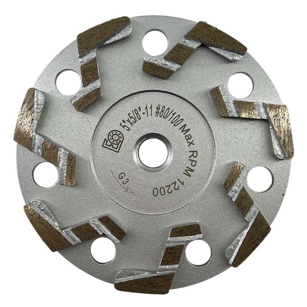 EDiamondTools 5 in. Granite, Low Profile Segmented Rim, Diamond Blade Segments, 60/80 Grit, Medium/Fine Cup Wheels, 5/8 in. 11 Arbor