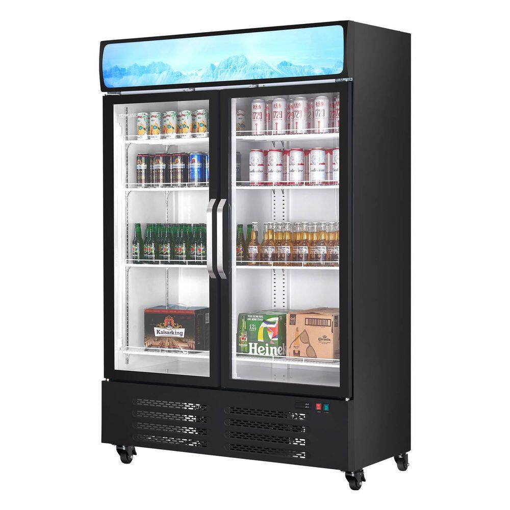 Commercial Merchandiser Refrigerator 36.27 cu. ft. Beverage Cooler 2 Glass Doors Lightbox 2025 Upgrade Black price history on PriceWatchPro