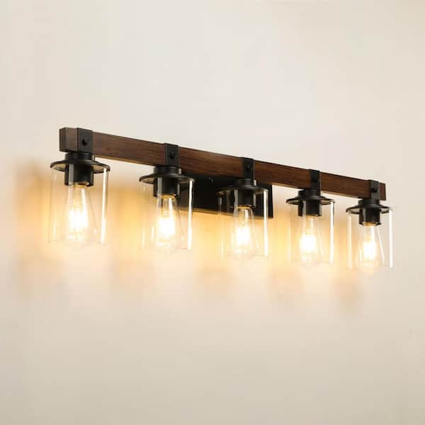 MODERN HABITAT DivineDazzle Width 30 in. 4-Light Acrylic Black LED Vanity Light with Bathroom