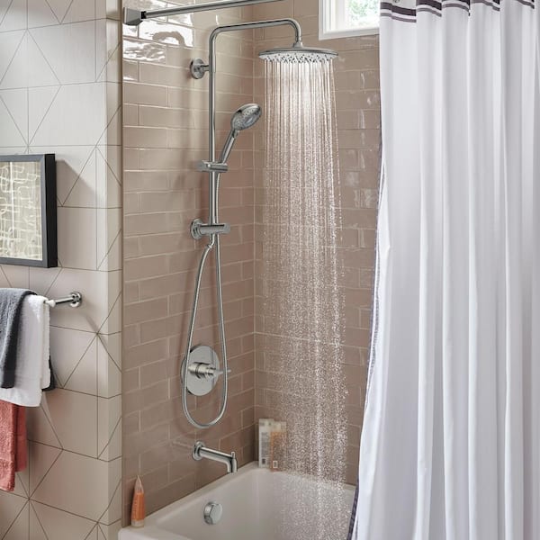 Spectra Versa 4-Spray Round 24 in. Wall Bar Shower Kit with Hand Shower 1.8 GPM in Brushed Nickel