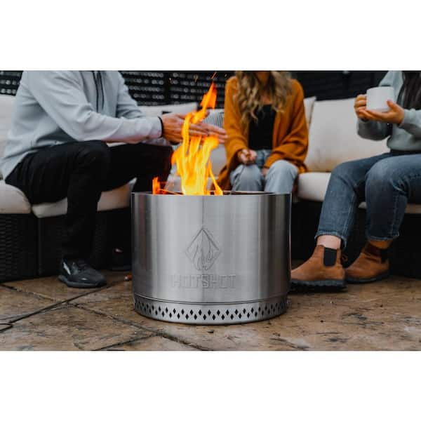 Round Wood Burning Fire Pit, Metal Cylinder Fire Pit