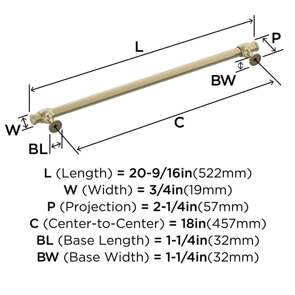 Golden Champagne 18-inch Modern Appliance Pull with Mounting Hardware