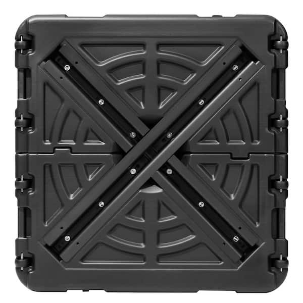 10 ft. x 13 ft. Heavy Duty Cantilever Tiltable 360° Rotation Solar LED Lighted Patio Umbrella in Red and Umbrella Base