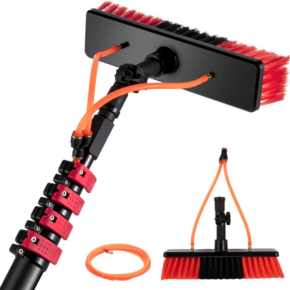 DocaPole Medium Bristle Deck Brush + 5-12& Extension Pole|11 inch Scrub Brush with Telescopic Pole | Long Handle Cleaning Brush