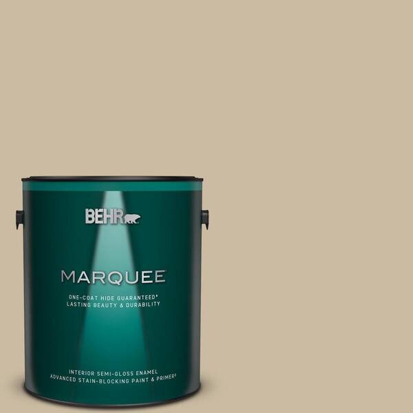 BEHR MARQUEE 1 gal. #MQ2-26 Windsor Tan One-Coat Hide Semi-Gloss Enamel Interior Paint & Primer