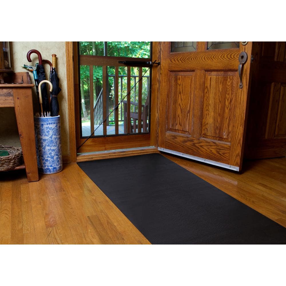 Black 36.5'' x 5.5'' Indoor/Outdoor Rubber Scraper Mat