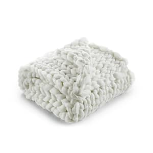 Charlie Cream Solid Color Polyester Throw Blanket