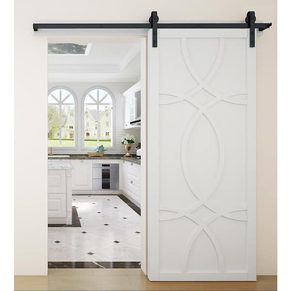 42 in. x 84 in. Hollywood Bright White Wood Sliding Barn Door with Hardware Kit 42 in. x 84 in. Hollywood Bright White Wood Sliding Barn Door with Hardware Kit