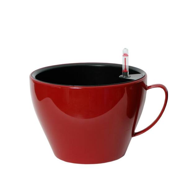 Algreen Modena 7 in. Cappuccino Cup Gloss Red Plastic Planters