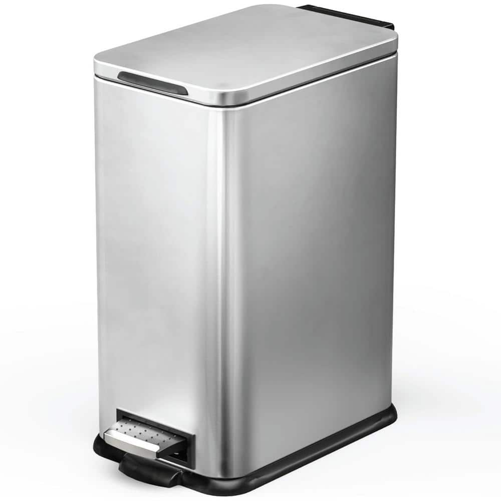 Home Zone Living 4.4 Gal. Stainless Steel Step-On Kitchen Trash Can ...