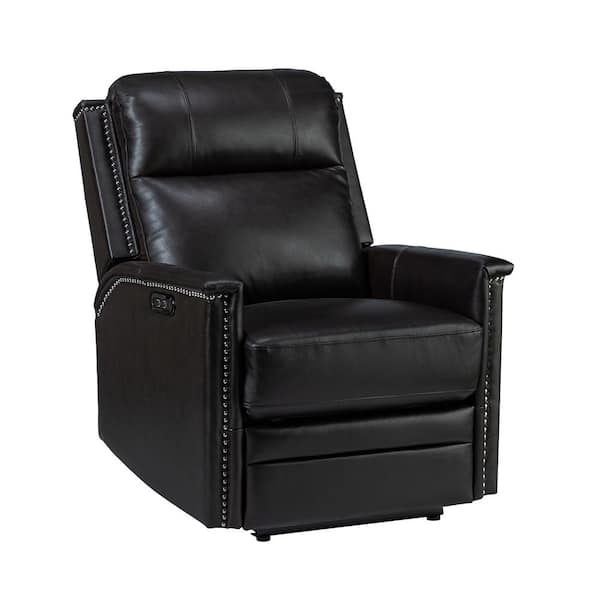 JAYDEN CREATION Valentino Transitional Charcoal Electric Genuine Leather Recliner with USB Port and Resume Button