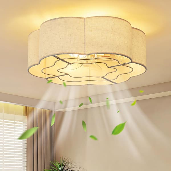 19 in. 4-Light Indoor Boho Fabric Gold Modern Caged Ceiling Fan With Light and Remote Control 6-Speed Reversible Motor