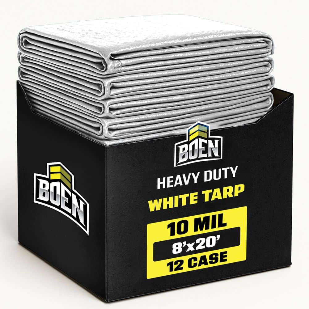 8 ft x 20 ft White Tarp, 12-Pack, 10 Mil Thick Waterproof Heavy Duty Cover price history on PriceWatchPro
