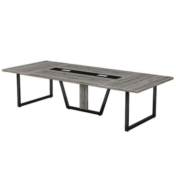 BYBLIGHT Capen 94.5 in. Retangular Gray Wood Conference Table 8 ft. Business Style Training Table Desk for Office Conference Room