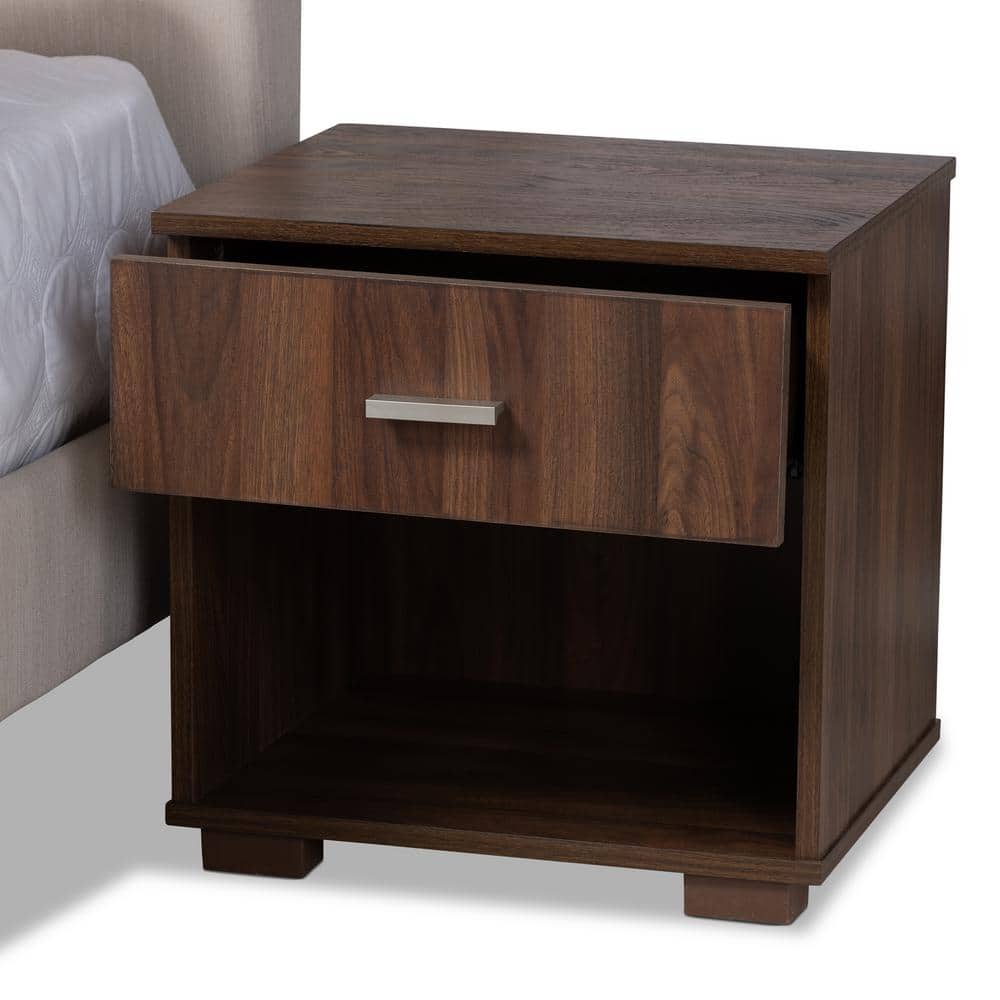 Maren Mid-Century Beige Fabric Queen Platform Bed with Nightstands