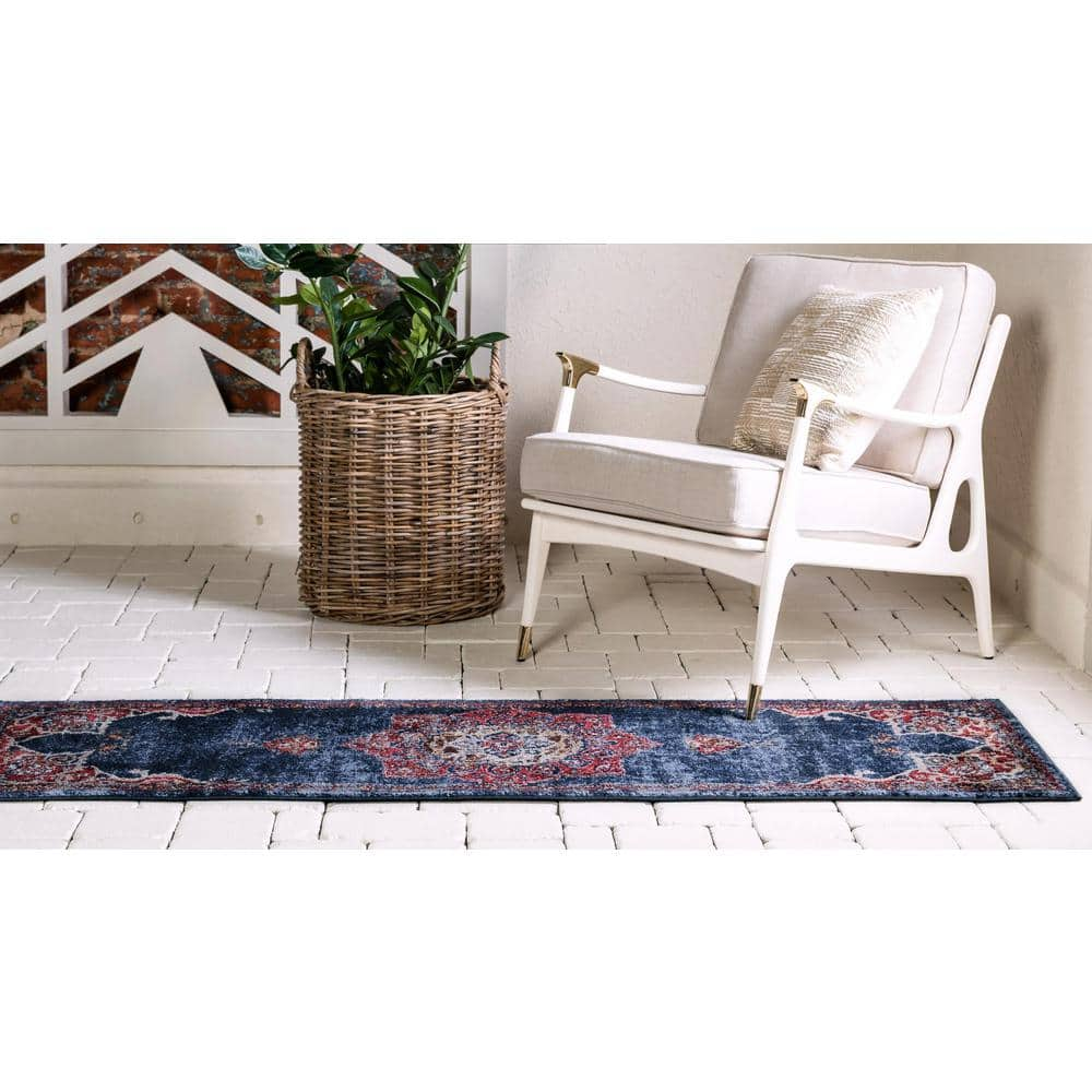 Unique Loom Utopia Collection Traditional Classic Vintage Inspired Area Rug  with Warm Hues, 9' x 12' 2 Rectangle, Dark Blue/Beige