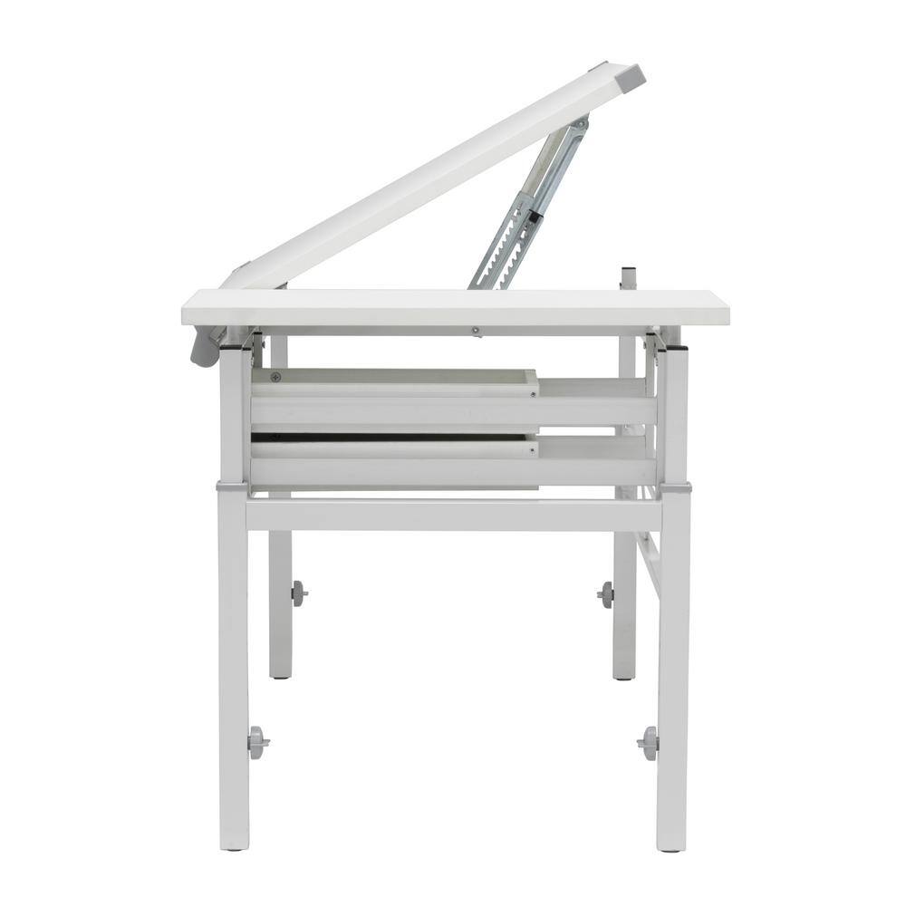 CraftMaster Adjustable Wood Drafting Table with Dual Top and Storage Drawers