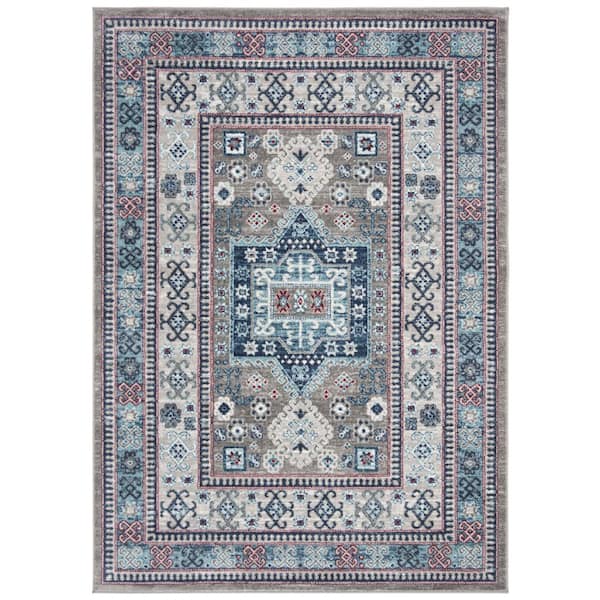 SAFAVIEH Kazak Grey/Blue 4 ft. x 6 ft. Border Persian Oriental Area Rug