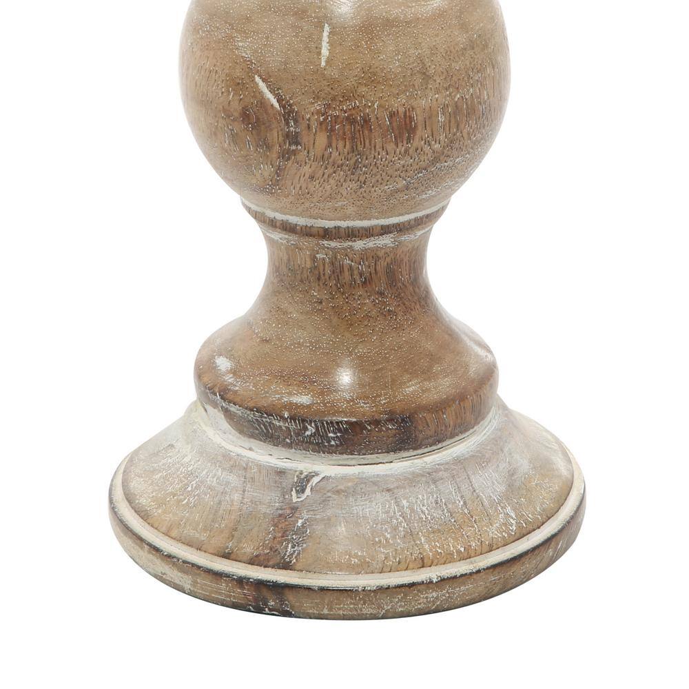 Distressed Light Brown Mango Wood Candle Holder Set