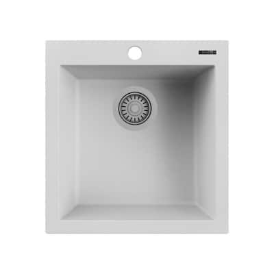 epiGranite 18 in. Drop-in Topmount SIngle Bowl Bar Sink in Arctic White Granite Composite