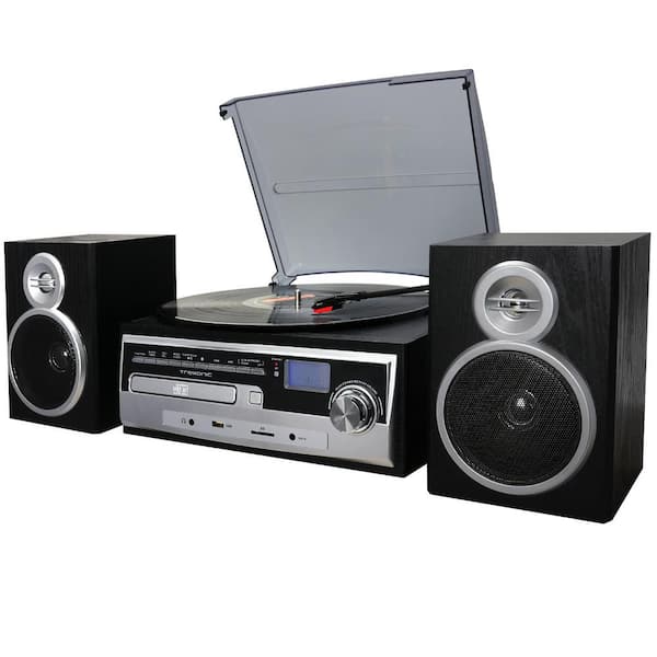 Trexonic 3-Speed Turntable with Wired Shelf Speakers 985104744M - The Home  Depot