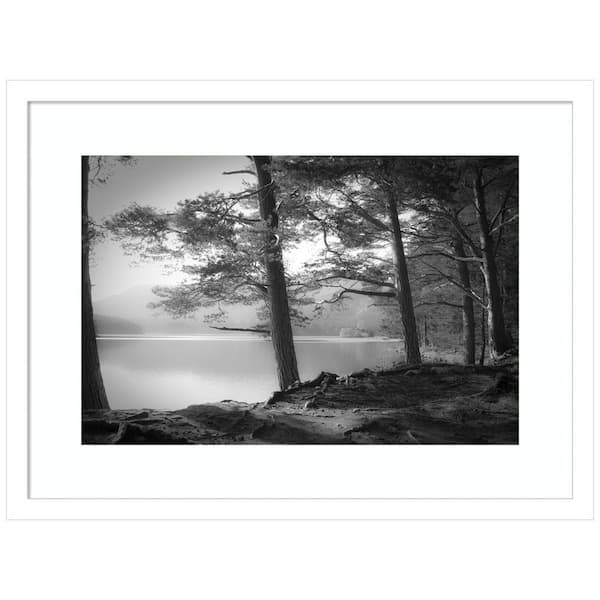 Amanti Art "Scottish Lake" by Dorit Fuhg 1-Piece Wood Framed Black and White Nature Photography Wall Art 16 in. x 21 in.