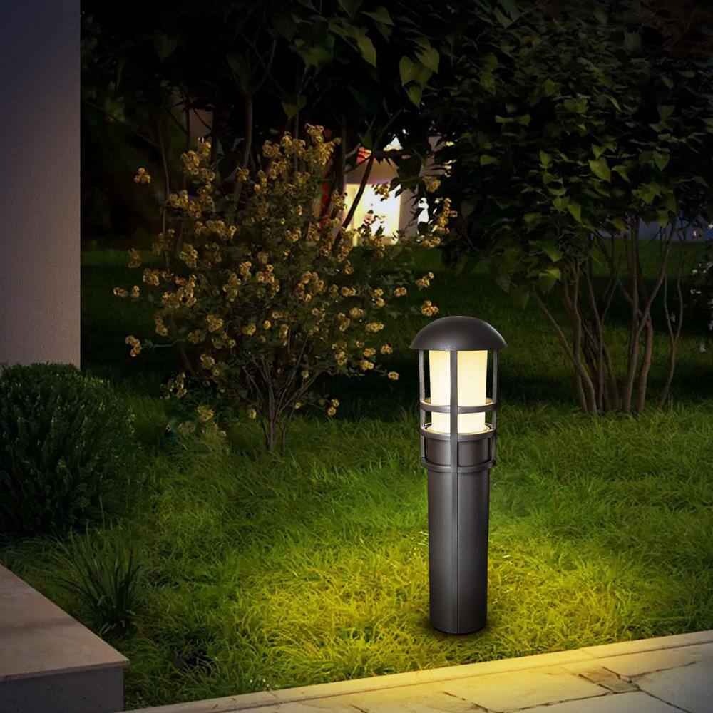 Bronze Aluminum LED Pathway Lights with Clear Glass Lens, 4-Pack