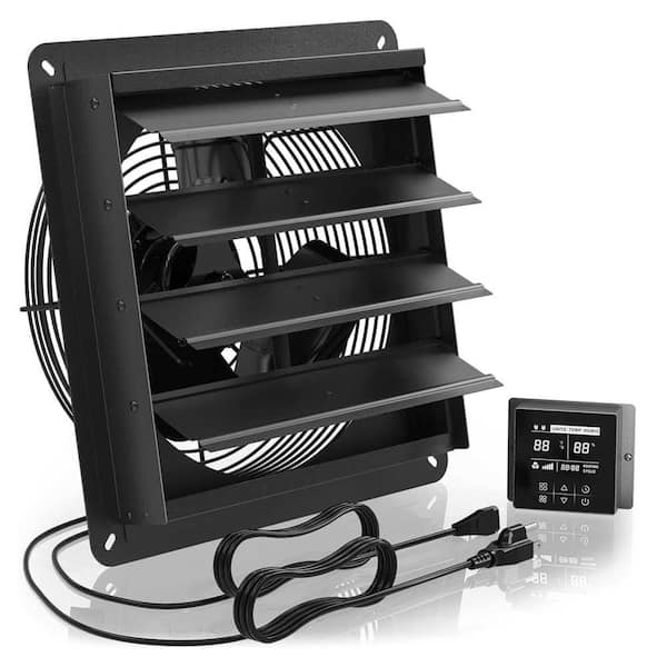1226 CFM Aluminum 12 in. Electric Powered Shutter Exhaust Fan w/ Temperature Humidity Controller for Ventilation