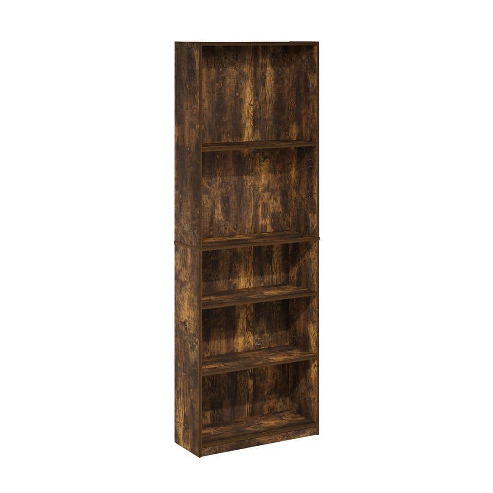 Amber Pine Adjustable 5-Tier Wood Bookcase