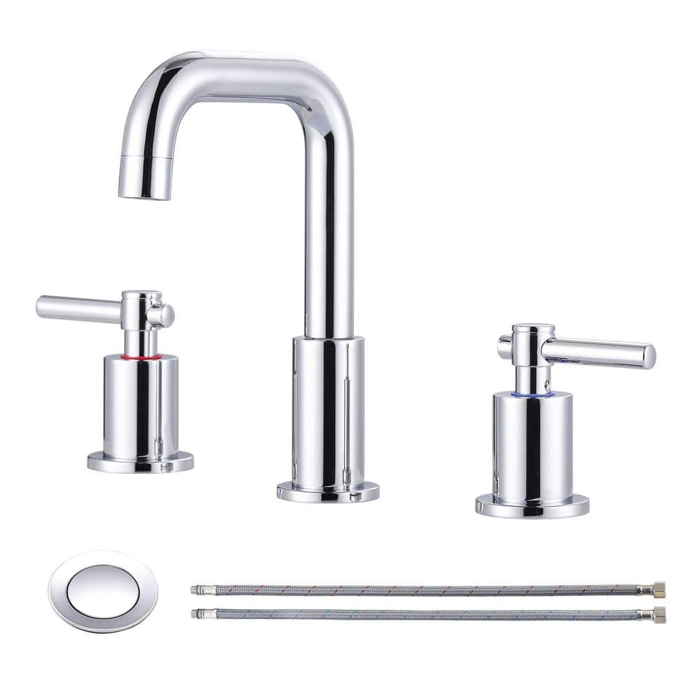 WOWOW 3 Hole 8 in. Widespread Double Handle High Arc Bathroom