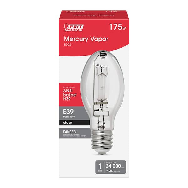 175W 120V Mercury Vapor Light Bulb Lamp Mogul Base 8000 Lumens 