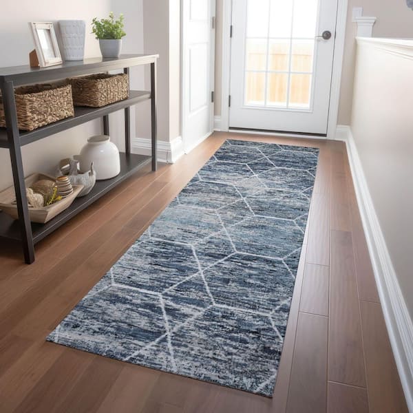 Chantille Machine Washable Indoor/Outdoor Abstract ACN1724 Blue 2 ft. 3 in. x 7 ft. 6 in. Runner Rug