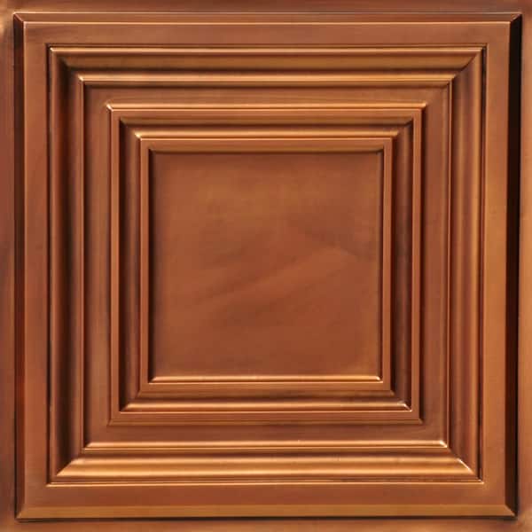 FROM PLAIN TO BEAUTIFUL IN HOURS Washington Square Aged Copper 2 ft. x 2 ft. PVC Glue Up or Lay In Faux Tin Ceiling Tile (40 sq. ft./case)