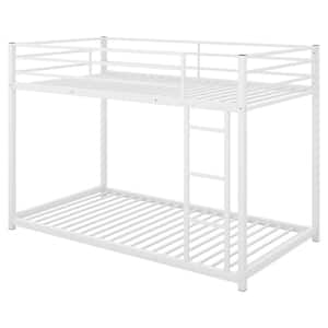 Twin over Twin Metal Bunk Bed with Ladder,White