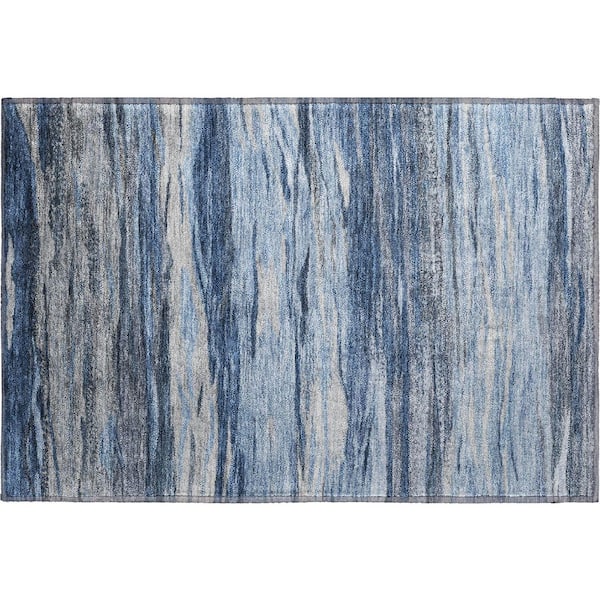 Mayfield Premium Machine Washable Abstract AMF1933 Blue 2 ft. x 3 ft. Accent Rug
