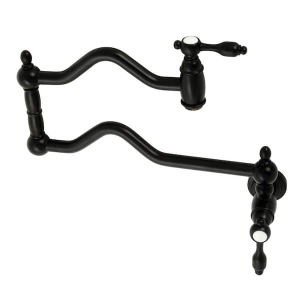 Kingston Brass Tudor Wall Mount Pot Filler Faucets in Matte Black